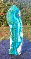 💚💙 Einzigartiger Malachit mit Chrysokoll Obelisk