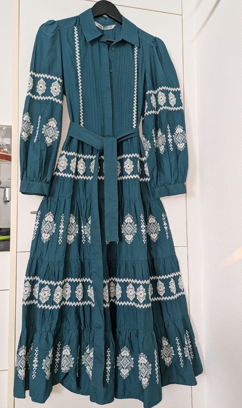 Zara Vestiti: Besticktes Kleid Petrol Farben.Gr. S. – Nuovo e nell'imballaggio originale da Winterthur venduto da losa_p966 5