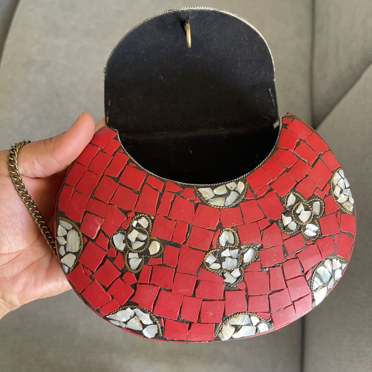 Borse: Rote Mosaik-Tasche mit Kette – Einzigartig – Nuovo (secondo la descrizione) da Bern venduto da dek_7bjd 1