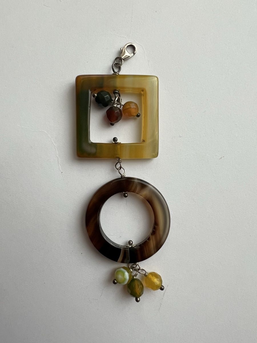 Ciondoli: Pendant crafted from bone with natural stones, 925 Silver – Usato da Zürich venduto da Zurich_TimeCapsule
