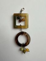 Pendant crafted from bone with natural stones, 925 Silver