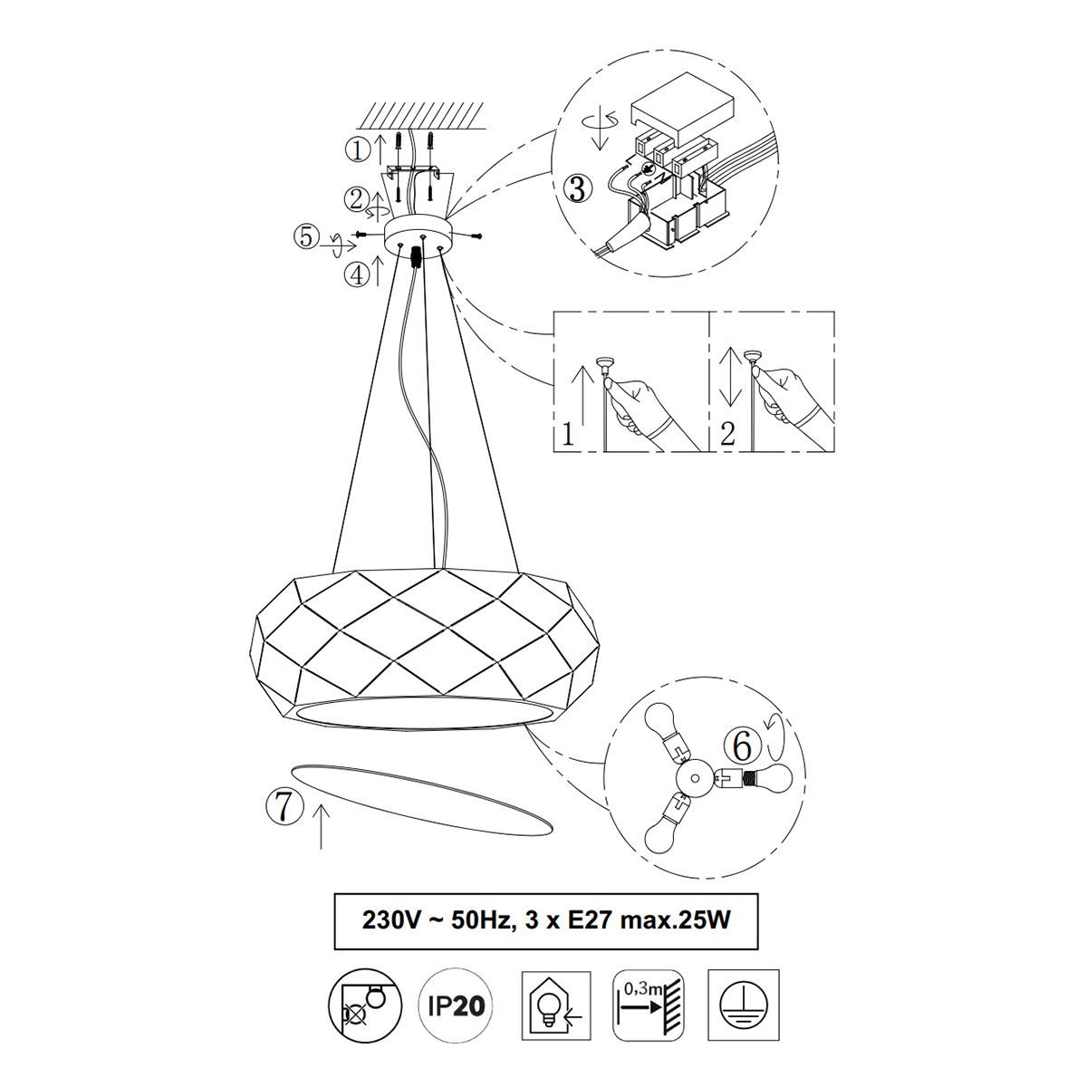 Lampadari & plafoniere: Pendelleuchte, Weiss, 50 cm Ø – Nuovo (secondo la descrizione) da Kreuzlingen venduto da Smart-Light 3