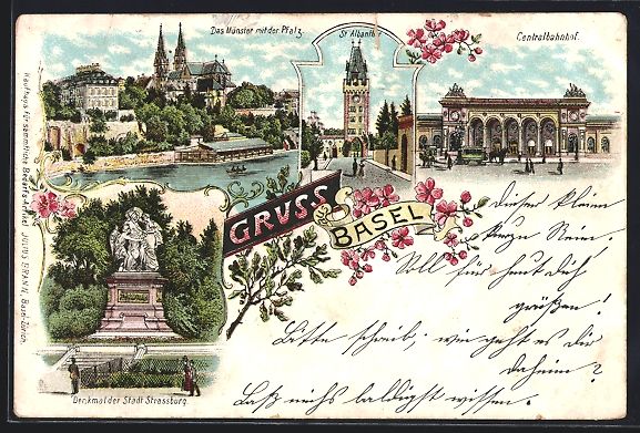 Cartes postales: Litho Basel, Teilansicht mit Brücke, Ce – D'occasion à Berlin par bartko-reher