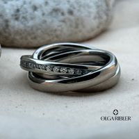 Edelstahl 3fach mit Zirkonia,  Ringgrösse 58
