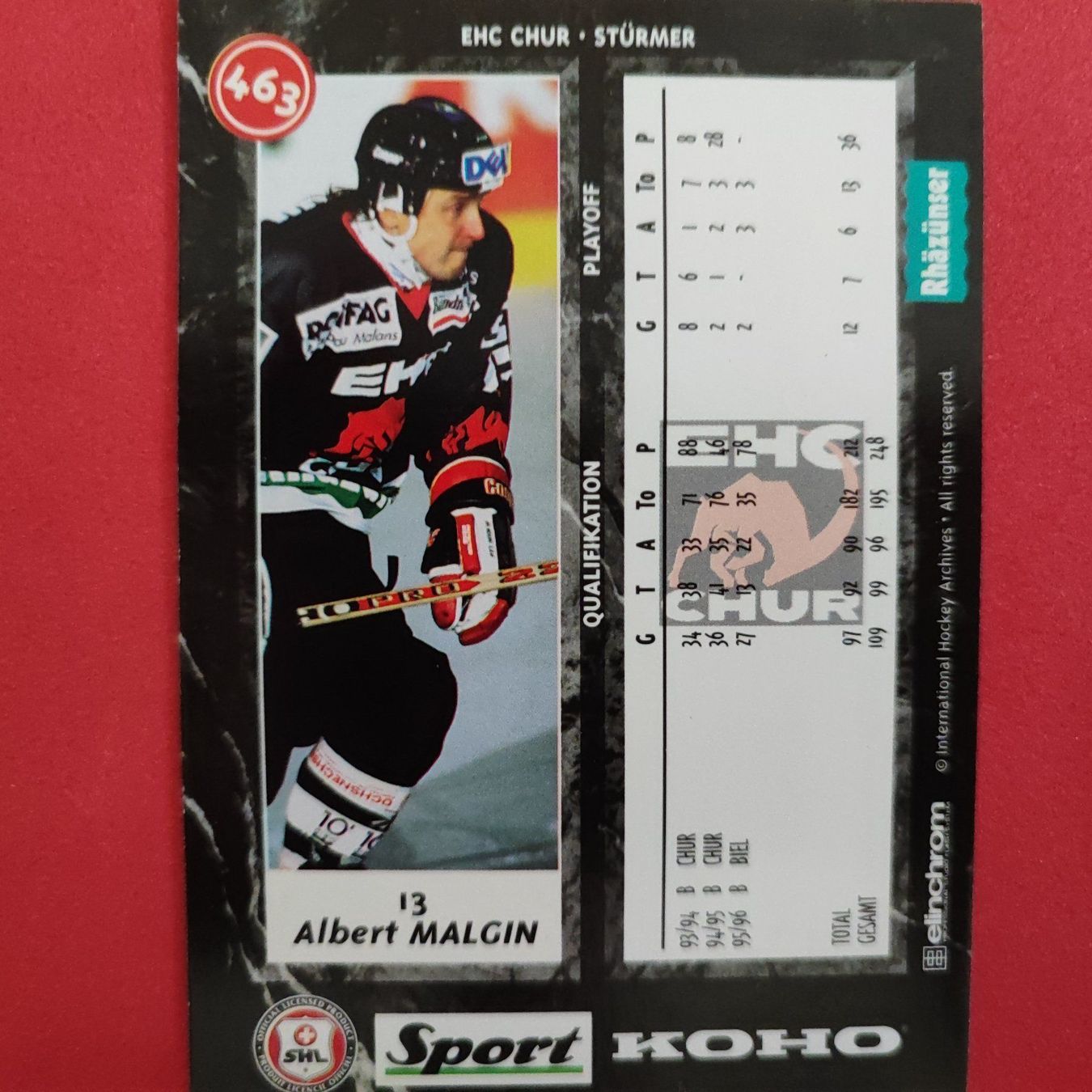 Carte collezionabili: Albert Malgin - EHC CHUR - 1996/97 – Usato da Dübendorf venduto da kb86_MOVIE 1