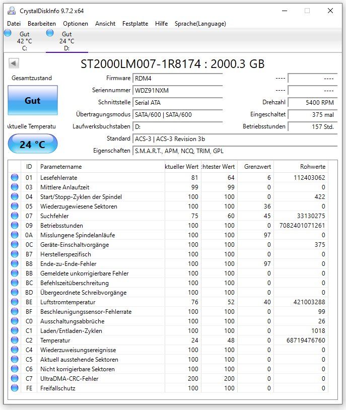 Seagate Dischi rigidi: Seagate 2.5'' 2.0 TB SATA Festplatte – Usato da Meilen venduto da speedliq 2