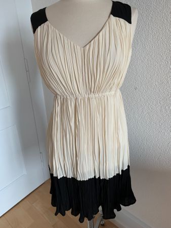 ZARA Damen Kleid, Gr. S, Beige/Schwarz