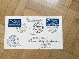 1938 Flugpostbeleg. Erster Postflug Zürich-Stockholm