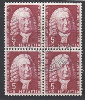 Timbres suisses Pro Juventute 1958 - Bloc de 4 oblitérés