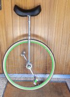 Unicycle silver seat black wheel green rim used condition