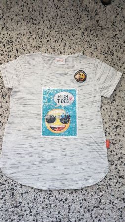 T-shirt paillette gris 158/164 NEUF