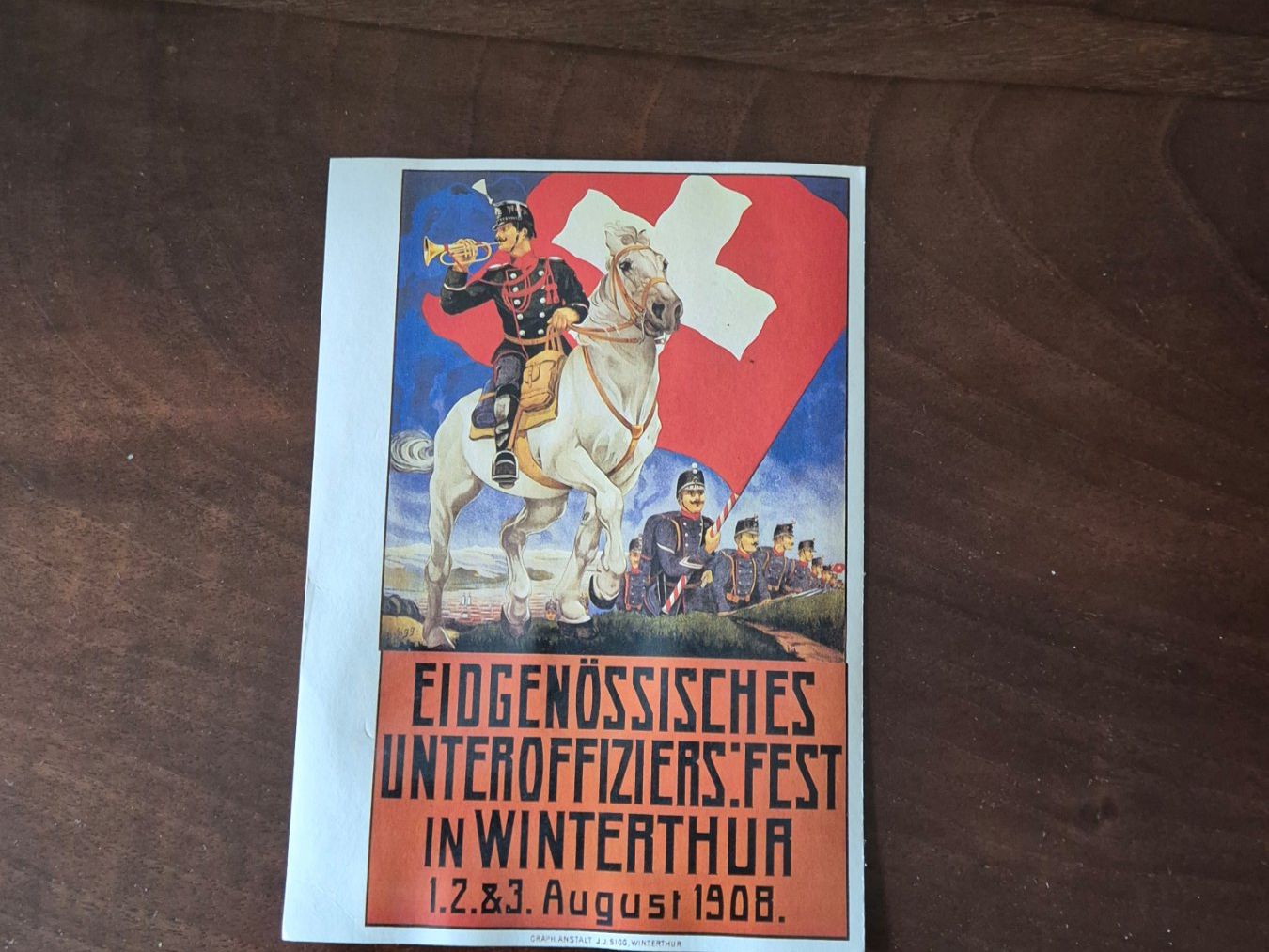 Cartoline postali: Retro Ansichtskarte: Eidg. Unteroffiziersfest 1908, – Usato da Riehen venduto da Gatzgi