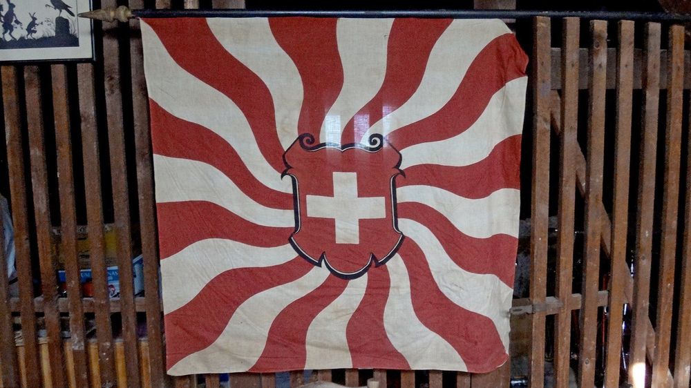 Schweiz Fahne am Stab - Fahne am Stab Schweiz gedruckt klein Pack