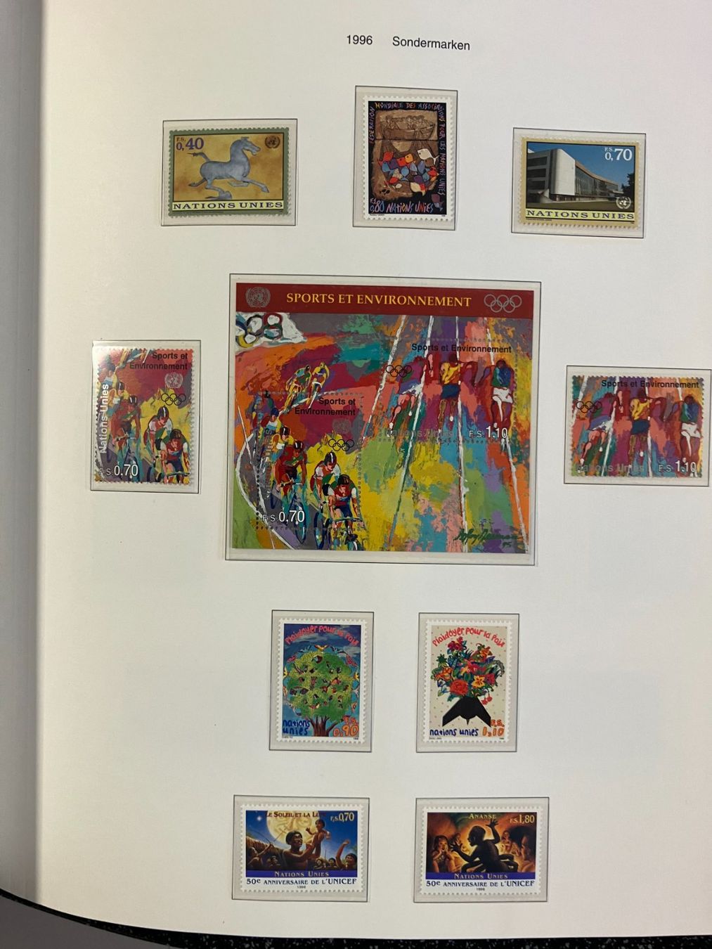 Alle Briefmarken: Dickes Album UNO Genf von Beginn – Gebraucht aus Eschlikon TG von PhilCon 2