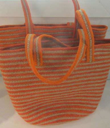 2 praktische Einkaufstaschen Sisal, 25 x 40 cm und 17 x 39 c
