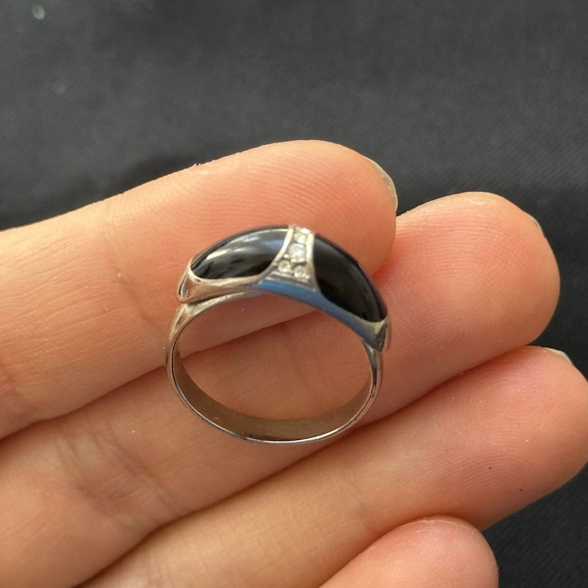 Onyx Ringe: Black Enamel Dôme Ring aus Edelstahl  – Gebraucht aus Givisiez von dor_xb9k 1