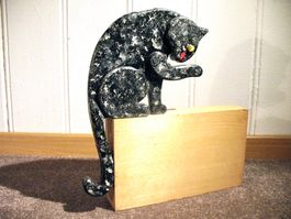 Katzen Kantenhocker Deko Holz Figur Unikat bemalt A)
