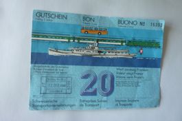 SBB-GUTSCHEIN No. 16303 WERT 20 FR. 12. DEZ.1989. UNGÜLTIG
