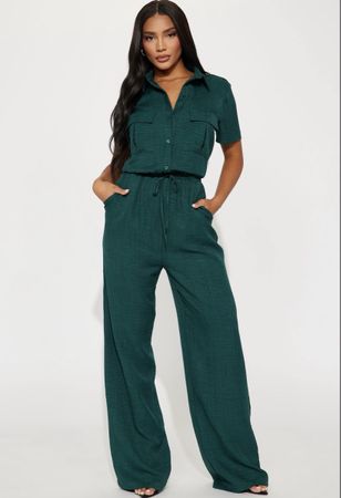 Damen Jumpsuit Kurzarm Grösse 3xl Dunkelgrün Neu