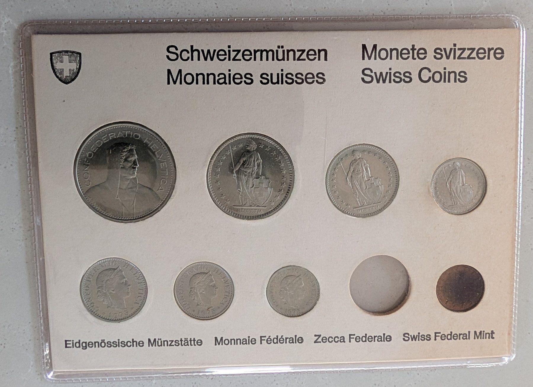 Tutti le monete: Münzsatz Schweiz 1975 stgl. – Nuovo (secondo la descrizione) da Arch venduto da coinsandmore 1