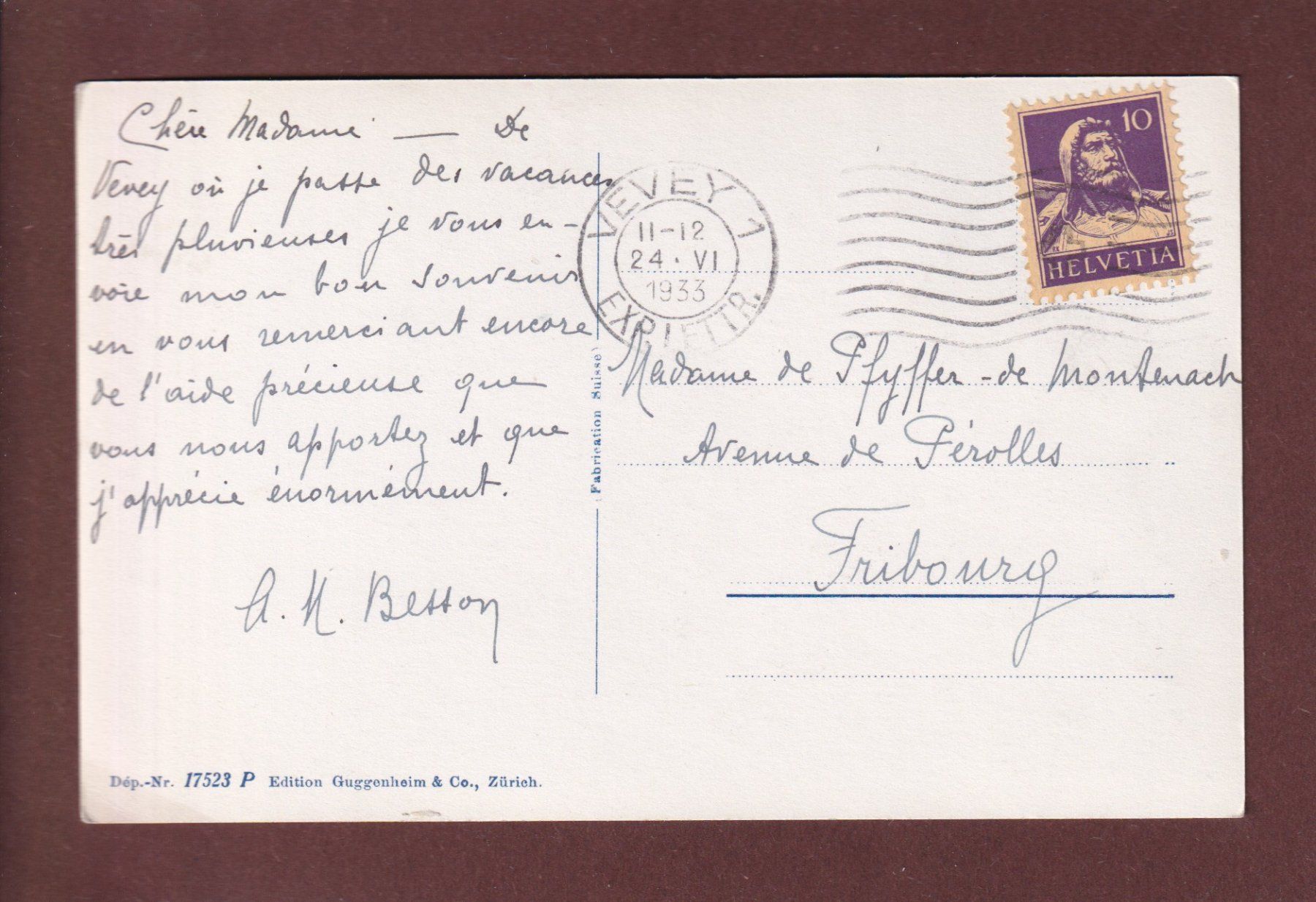 Cartoline postali: BARQUE du Léman - 1933 – Usato da Pully venduto da nicecards 1