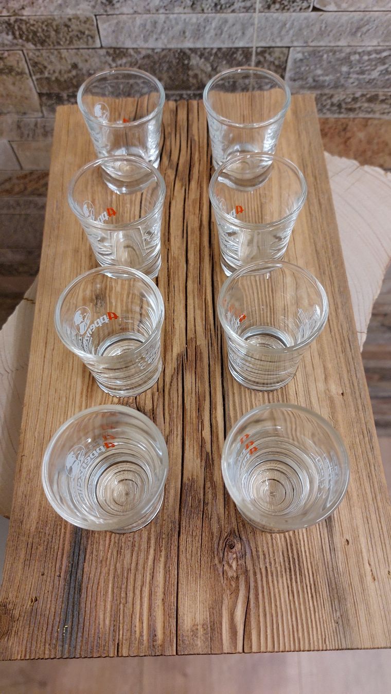 Bicchieri: Schnapsbrett aus Altholzbrett inkl. Schnapsgläser – Nuovo e nell'imballaggio originale da Egnach venduto da Oldwoodstyle 3
