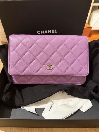 Chanel wallet on chain in purple