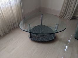 Couchtisch Glas mit Granitfuss dreieckig neu Zustand
