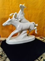 Porzellan Figur Weiss Zwei Pferde, Vintage Gräfenthal