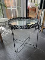 Beistelltisch mit Spiegel und Metallgestell Vintage ca 45cm