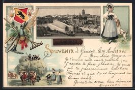 Litho Berne, Gesamtansicht, Trachtenbild
