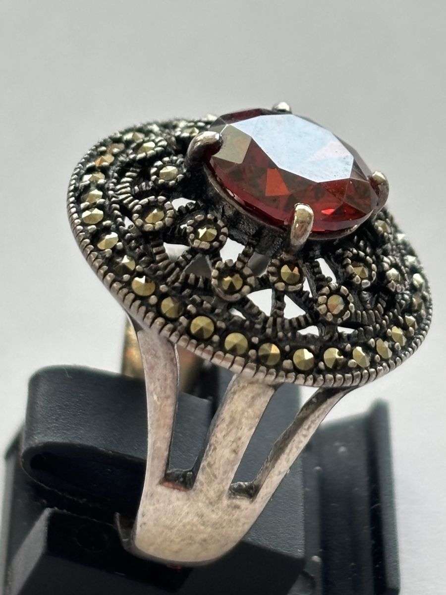 Ringe: Silber Ring 925 mit Granat und Markasiten – Gebraucht aus Langnau am Albis von flusspflege 3