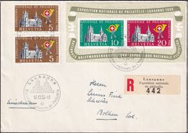 1955, W35 (Block) geschnitten mit gleichem Motiv gez. Nr.320