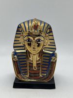 Buste décoratif de pharaon doré et bleu — Égypte Ancienne ✨