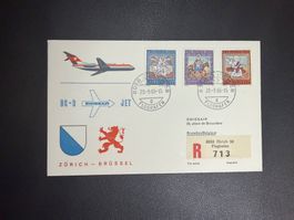 Swissair Erstflugbrief Zürich-Brüssel 1966
