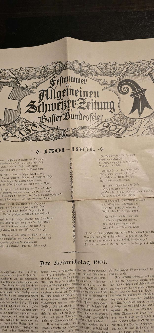 Riviste & Magazine: Historische Schweizer Zeitung 1901 Bundesfeier – Difettoso da Basel venduto da Jcva
