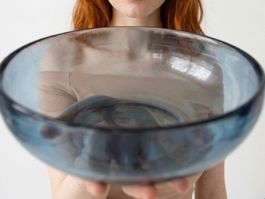 Massives Glas hellblau Glasschale Fruchtschale schwer
