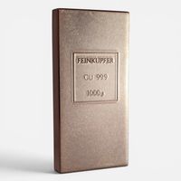 Wunderschöner 1 kg Kupferbarren. Swiss Made inkl. Zertifikat