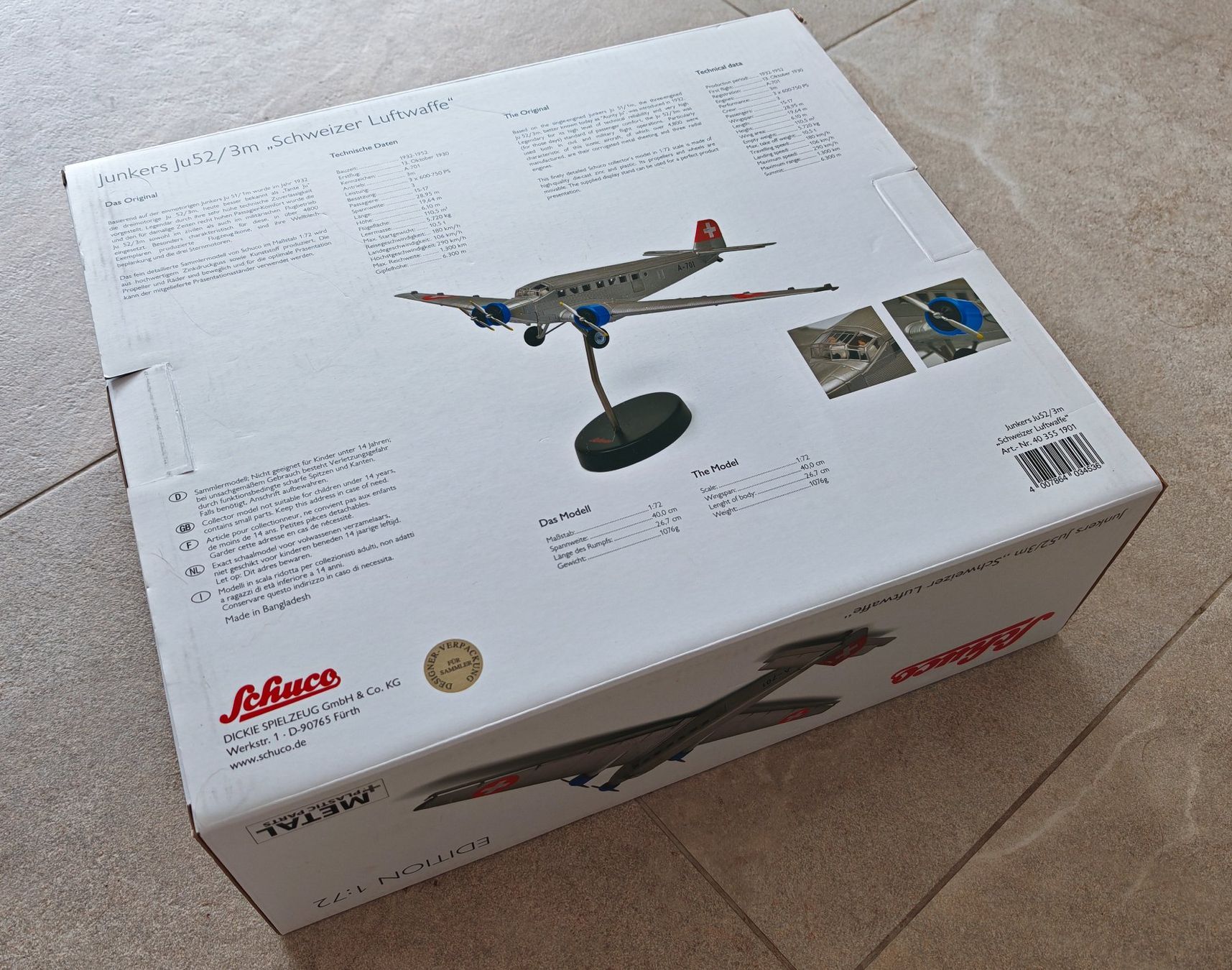 Schuco Kit di modellismo & Modellini statici: Schuco Junkers Ju52/3m A-701 Schweizer Luftwaffe, 1:72 – Nuovo (secondo la descrizione) da Rancate venduto da leoshopshop 2