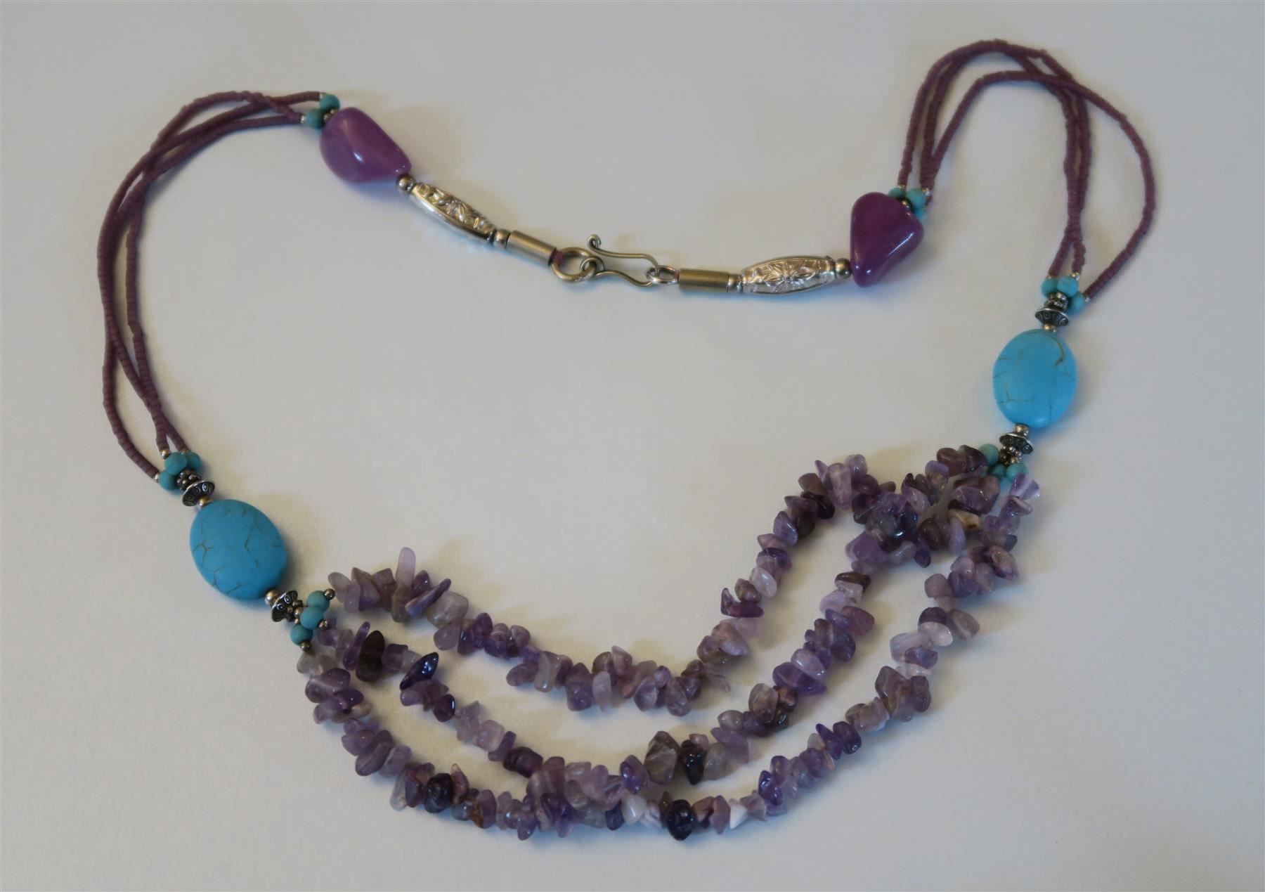 Catenine: Kette aus Amethyst/Türkis-Perlen – Usato da Brittnau venduto da marlenestone