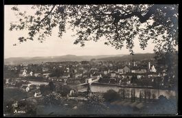 AK Aarau, Ortsansicht mit Aare, Brücke und Kirchen