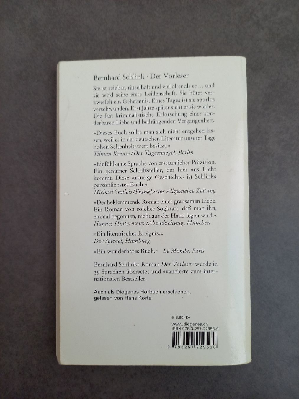 Libri: Der Vorleser - Bernhard Schlink – Usato da Steinhausen venduto da Pharo2011 1