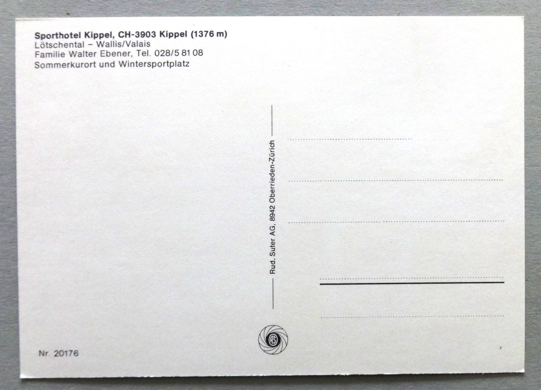 Cartoline postali: Sporthotel Kippel, Kippel (1376 m) – Usato da Fétigny venduto da Billy2miny 1