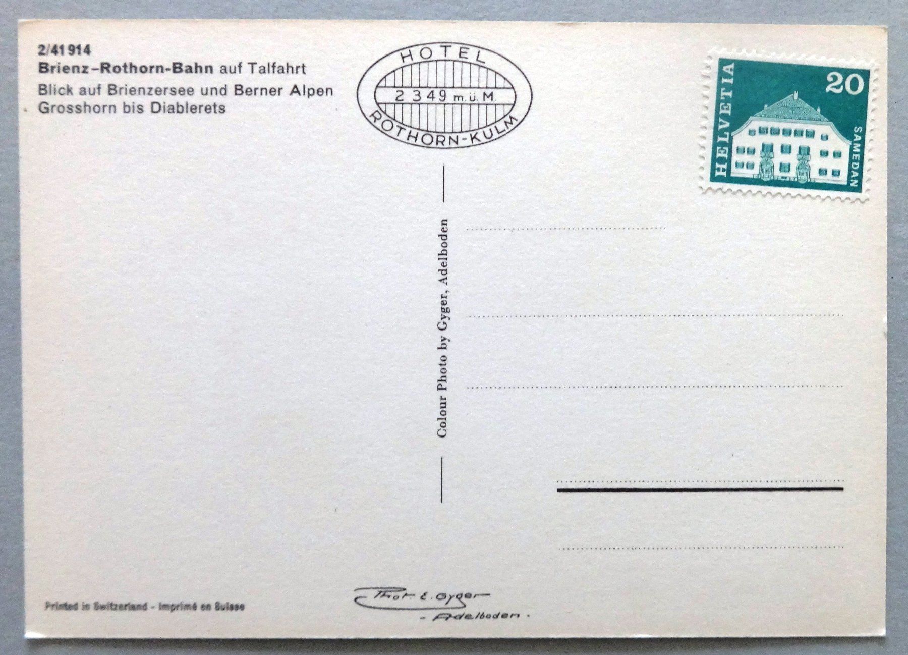 Cartoline postali: Brienz-Rothorn-Bahn auf Talfahrt – Usato da Fétigny venduto da Billy2miny 1