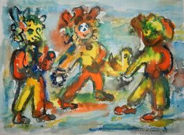 Aquarelle de Carnaval de Carlo Kopeski, signée et datée