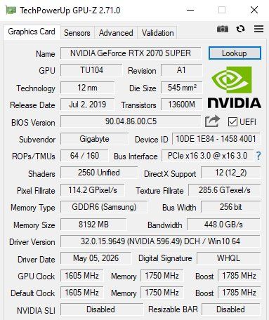 Gigabyte Schede grafiche: Gigabyte RTX 2070 Super 8G – Usato da Igis venduto da Felge_ 1