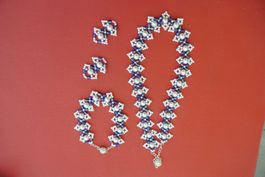 Handgemachtes Perlenschmuckset, Halskette, Ohrringe, Armband