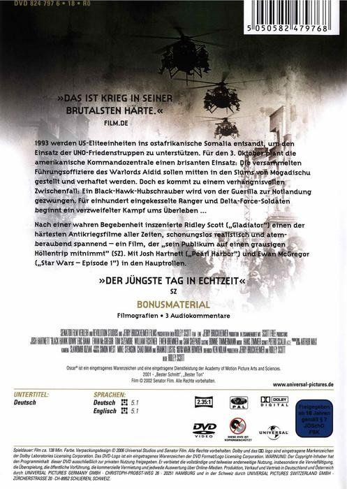 Tutti i DVDs: Black Hawk Down - Oscar Edition – Nuovo (secondo la descrizione) da Volketswil venduto da Fraese1 1