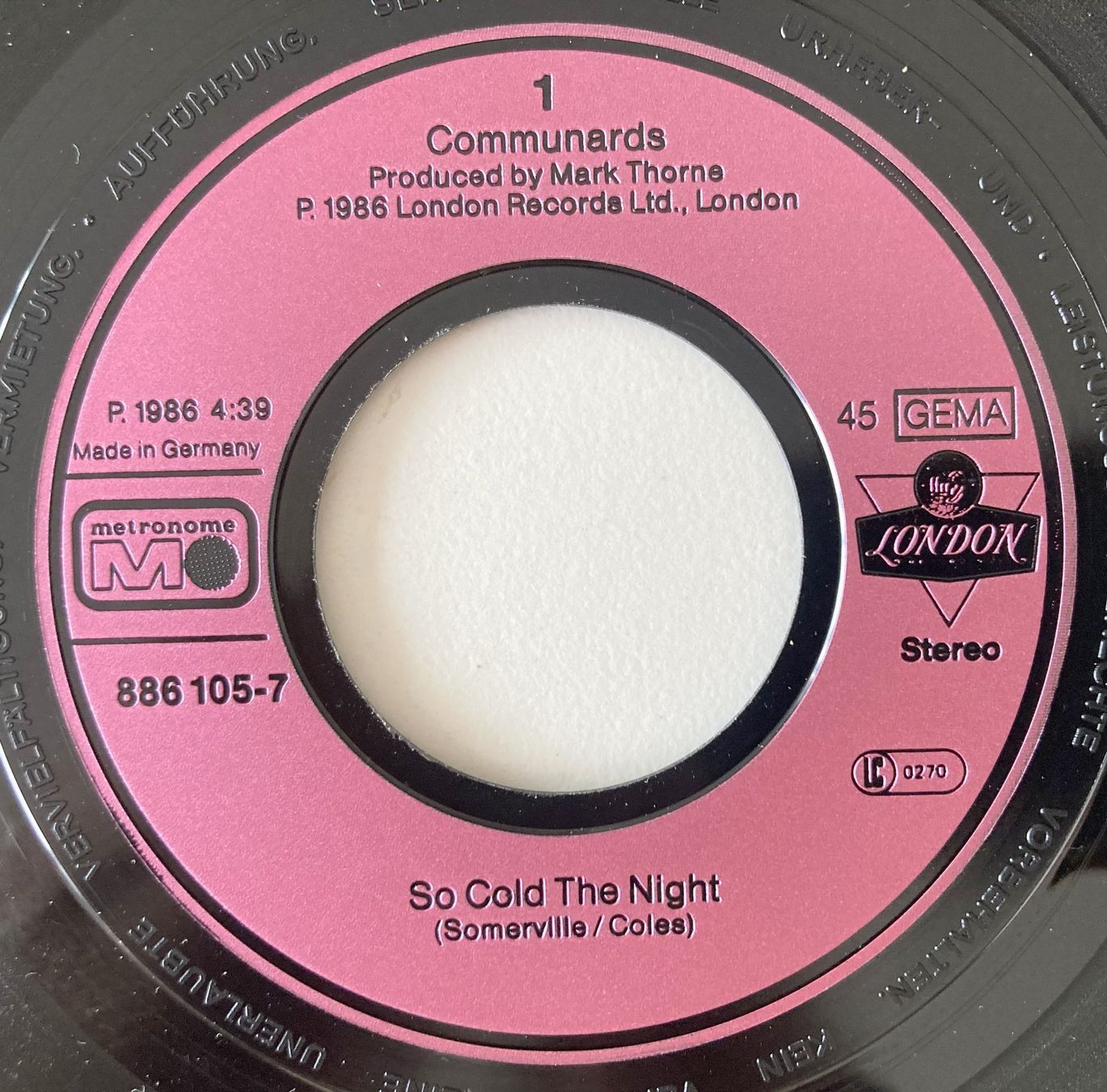 Schallplatten: THE COMMUNARDS - SO COLD THE NIGHT – Gebraucht aus Bottens von hotter-than-hell 2