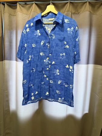 Maria Bellay Vintage Sommerbluse, Gr. 40, Blaues Blumen